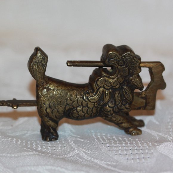 Vintage Brass Oriental Foo Dog Jewelry Box Lock